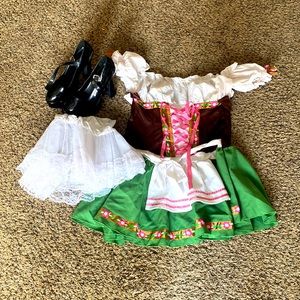 Used condition German beer girl costume size small with shoes size 8